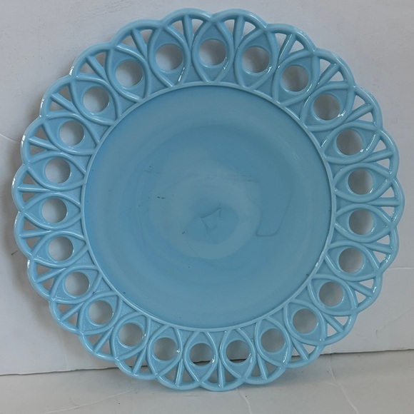 Challinor & Taylor Other - Challinor & Taylor blue milk glass slag glass 8” and 10” scroll and eye plates